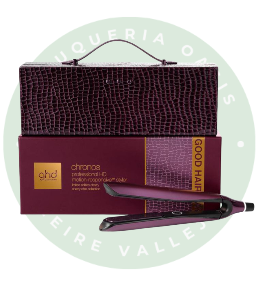 GHD Chronos Cherry Chic: Styler profesional 3X más rápida para peinados HD de 24 horas y máximo brillo.