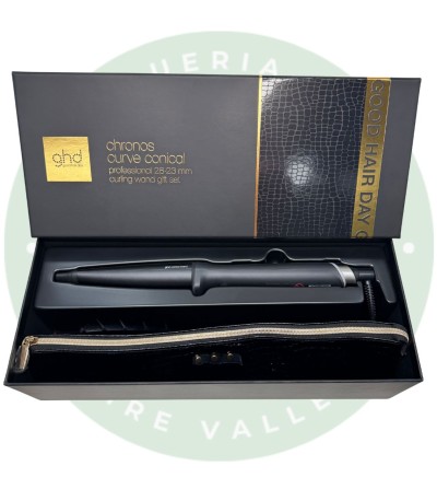 Set de Regalo GHD Chronos Curve Conical. Incluye rizador profesional HD Motion 3x más rápido, cepillo y bolsa. Rizos duraderos 2