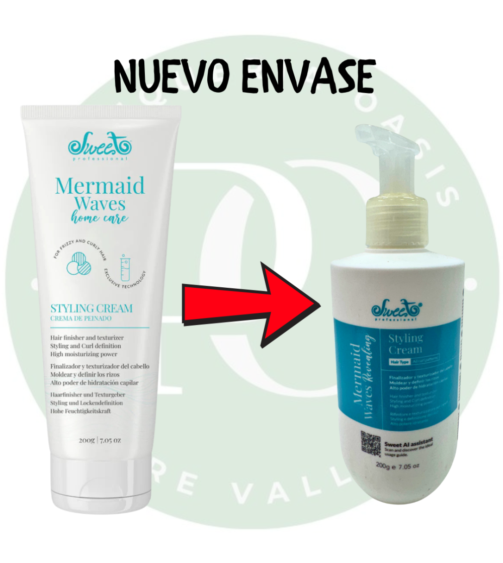 Sweet Professional Mermaid Waves Styling Cream 200g - Crema de Peinado para Ondas Definidas, Control del Frizz y Brillo Intenso