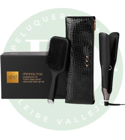 GHD Chronos Max Gift Set | Plancha Placas Anchas + Cepillo + Neceser