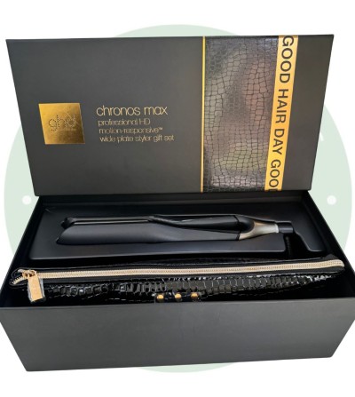 GHD Chronos Max Gift Set | Plancha Placas Anchas + Cepillo + Neceser