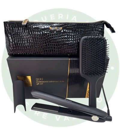 GHD Gold Gift Set | Plancha Profesional + Cepillo Paddle + Neceser